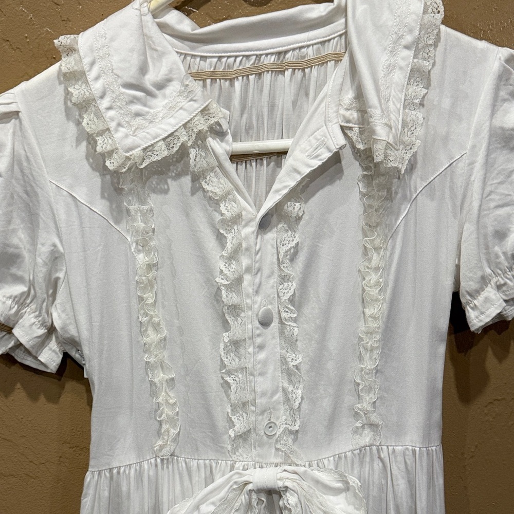 White Ruffled Long Dress - Picture 2 of 11